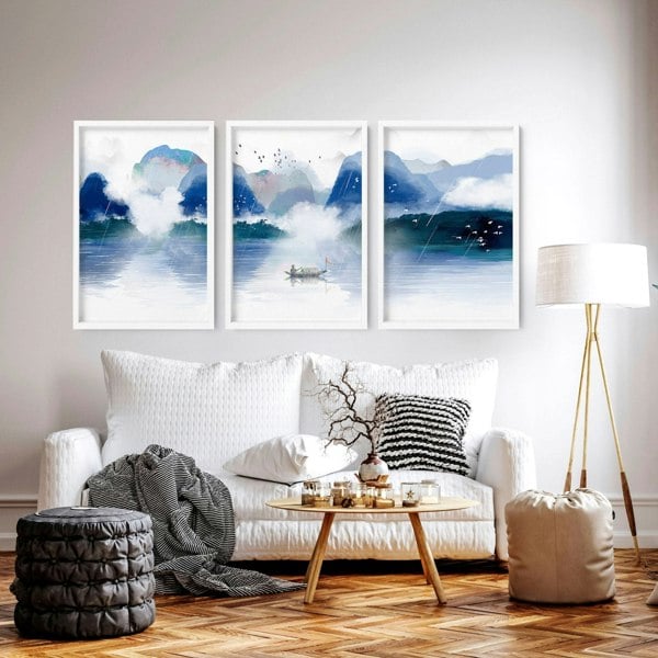 Art painting for living room | set of 3 Japanese wall art