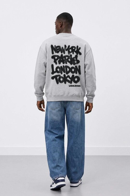 London Attitude Oversized City Graffiti Graphic Sweatshirt