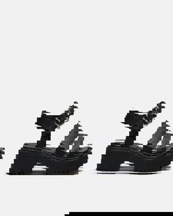 Timberland Stone Street Backstrap Full Grain Leather Womens Sandals - Black | CHO | Designer Womens Flat Sandals