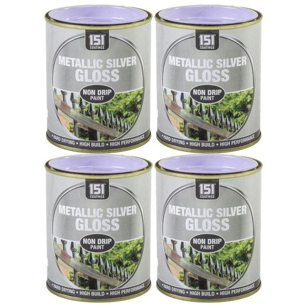 151 4X Metallic Silver Gloss Non-Drip Paint 300ml