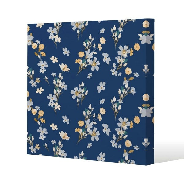 Benjamin Tate Design Blue & Yellow Bunches Slim Style Canvas Print  30x30cm , 15mm Slim Real wood.