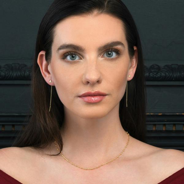 namana Gold Plated 925 Sterling Silver Dainty Long Chain Threader Earrings for Women