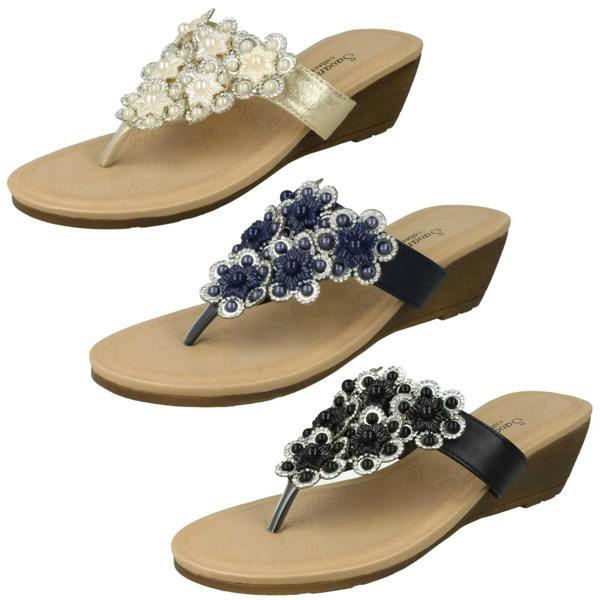 Savannah Ladies Savannah Mid Wedge Toepost Sandals