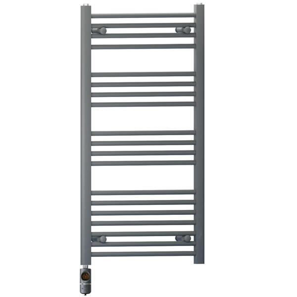 MYHOMEWARE 500 x 1000 mm Anthracite Grey Electric Bathroom Towel Rail Radiator Heater With AF Thermostatic Electric Element Pre-Filled