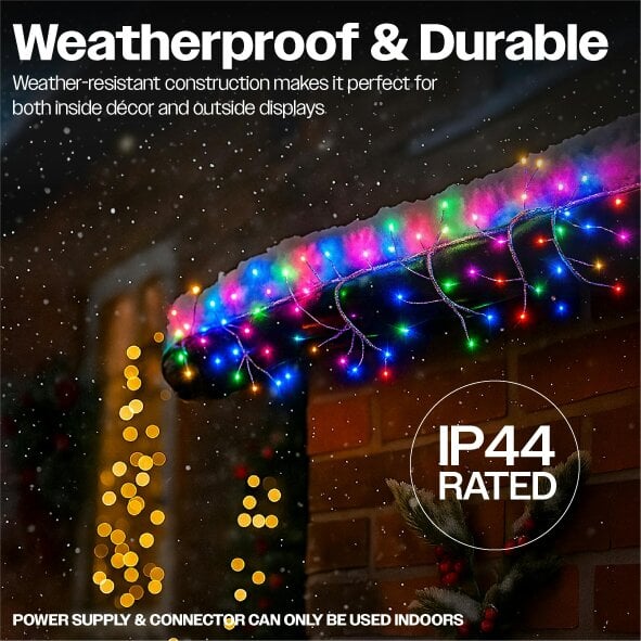 Scotts of Stow Xmas Haus Mini Cluster Light Smart RGB 10m Silver Wire  Hello Fairy App Control and Handheld Remote Control