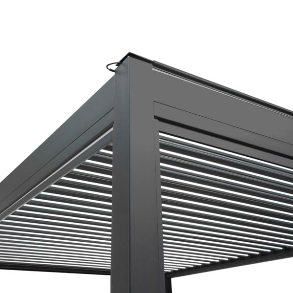 Monstershop Aluminium Pergola With Anthracite Blinds, 2 x Side Panels & LED Lights - 3m x 4m