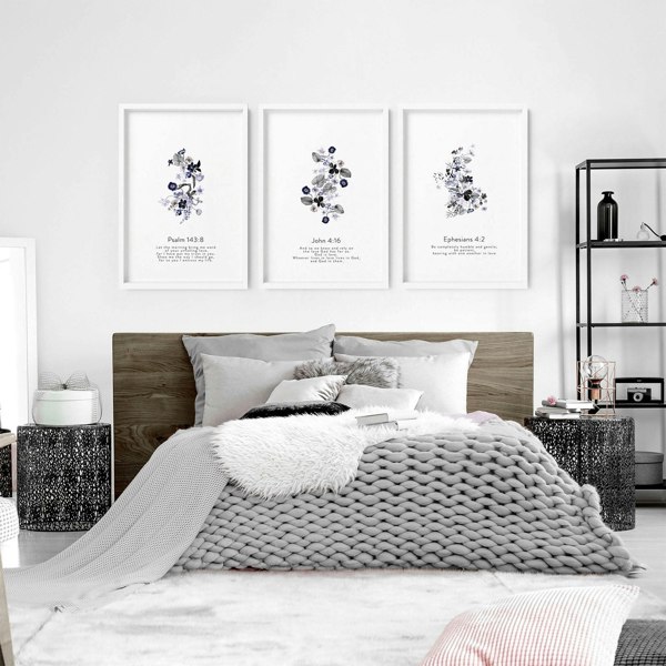 Christian wall art in uk for bedroom | set of 3 wall art prints