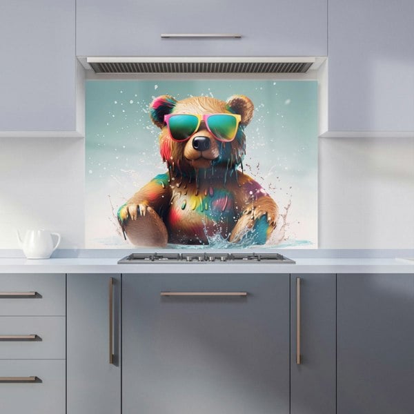 Warren Reed - Designer Splashart Bear In Glasses Kitchen Splashback