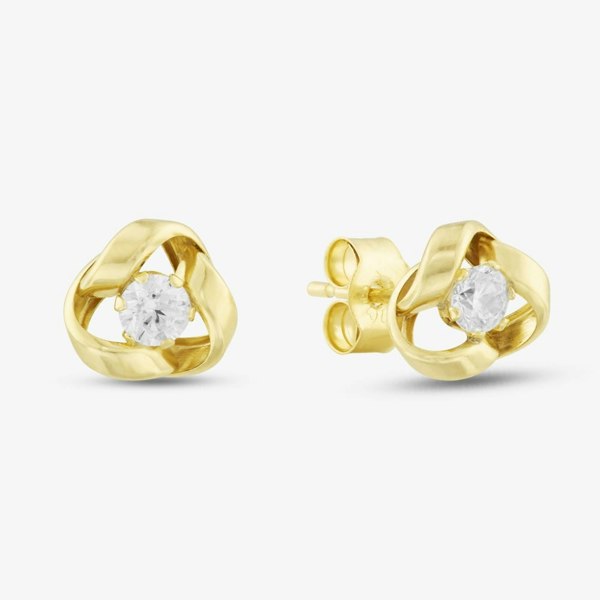T. H. Baker 9ct Yellow Gold Cubic Zirconia Knot Stud Earrings E39-5229-Y
