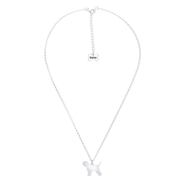 Soft Coated Wheaten Terrier Silhouette Silver Necklace - Personalised - MYLEE London