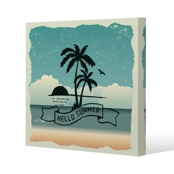 Benjamin Tate Design Hello Summer Slim Style Canvas Print  75x75cm , 15mm Slim Real wood.