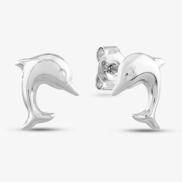 T. H. Baker 9ct White Gold Dolphin Stud Earrings 5-55-0251