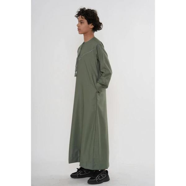 TT-008 - Boy's Emirati Omani Tassel Thobe - Olive - Thobez - 6