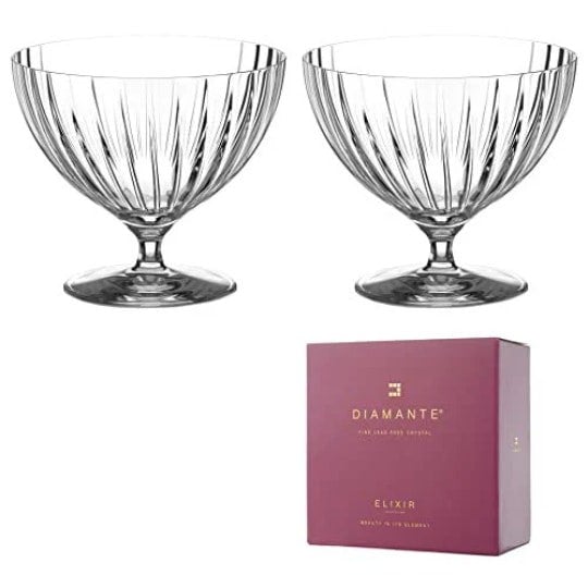 Diamante Glass Dessert Bowls 'Mirage' - Set of 2