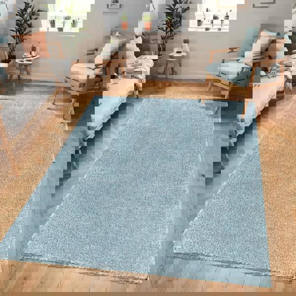 Livabliss Cloudy Shag-Solid Color Blue Plush Soft Pile Rug