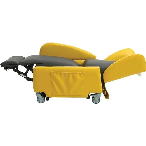 Dual Motor Rise and Recline Lounge Chair - Wipe Clean PU Fabric Black and Yellow Loops