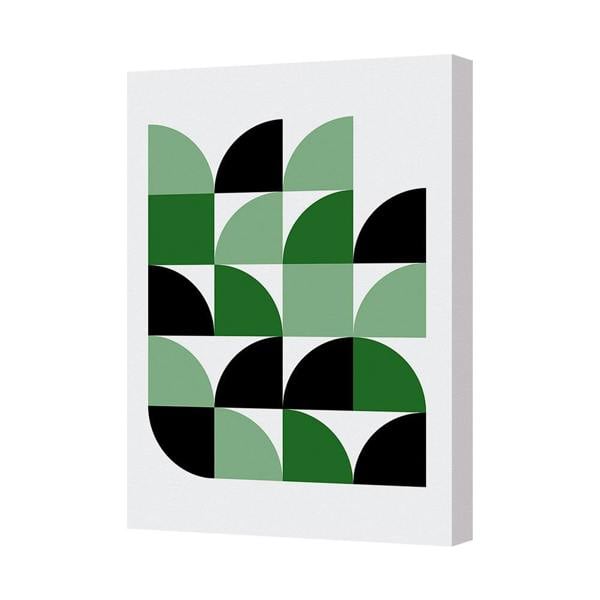 Benjamin Tate Design Geometric Green Black Canvas Wall Art Print for Modern Home Decor