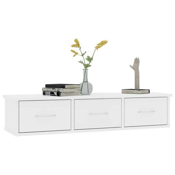 Berkfield Wall-mounted Drawer Shelf White 88x26x18.5 cm Engineered Wood