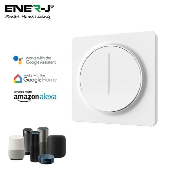 ENER-J Smart Wi-Fi Dimmable Switch 1 Gang, Smart Dimmable Switch For Led Lights, Compatible With Alexa For Dimming Lights & Bulbs, White