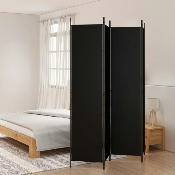 Berkfield 4-Panel Room Divider Black 200x220 cm Fabric