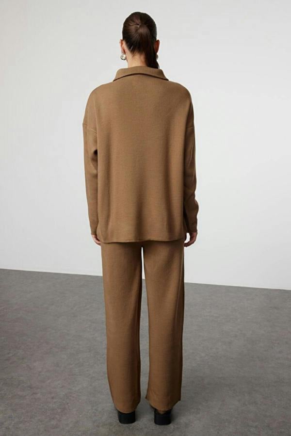 WOVCOR 2-Piece Loose Fit Zip-Up Knit Top & Pants Set