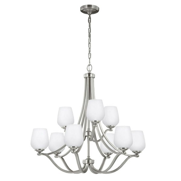 9 Bulb Chandelier Hanging Pendant LIght Satin Nickel LED E27 60W Bulb Loops