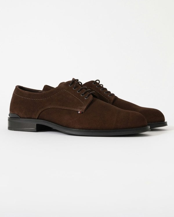 Tommy Hilfiger Corporate Hilfiger Mens Suede Derby Shoes - Cocoa