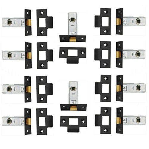High Quality Pack of 10 Tubular Mortice Door Latch/Latches Black 64mm ( 2 1/2") Catch+ Screws
