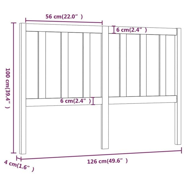 Berkfield Bed Headboard Grey 126x4x100 cm Solid Wood Pine