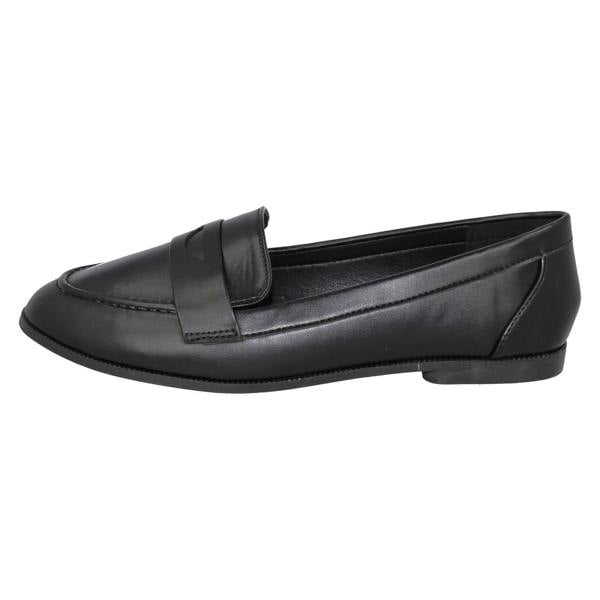 Spot On Ladies Spot On Flat Loafer Saddle Trim Wide Fit Shoes F80561
