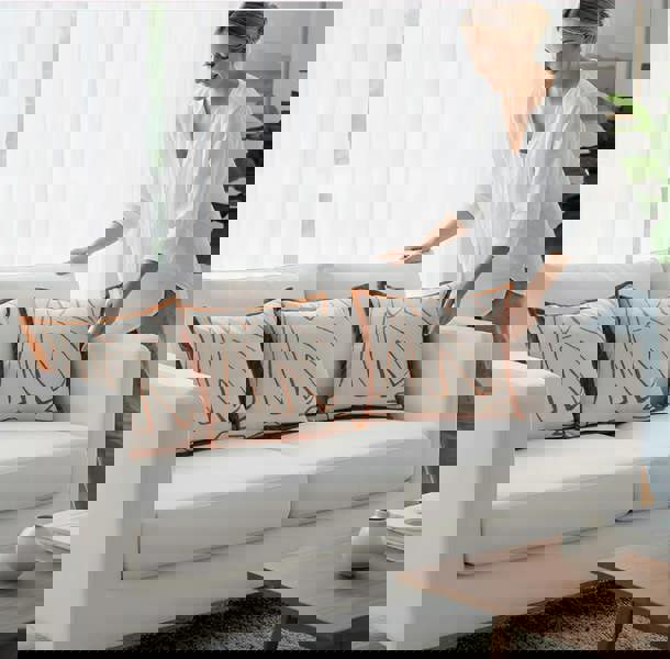 Anyhouz Anypillow Pillowcase White With Orange Abstract Line Print Decorative Cushion Cover