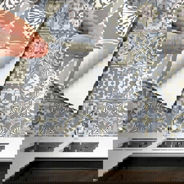 WT1502 - Limestone Spanish Tiles Wall Stickers - 15 cm x 15 cm - 24 pcs.