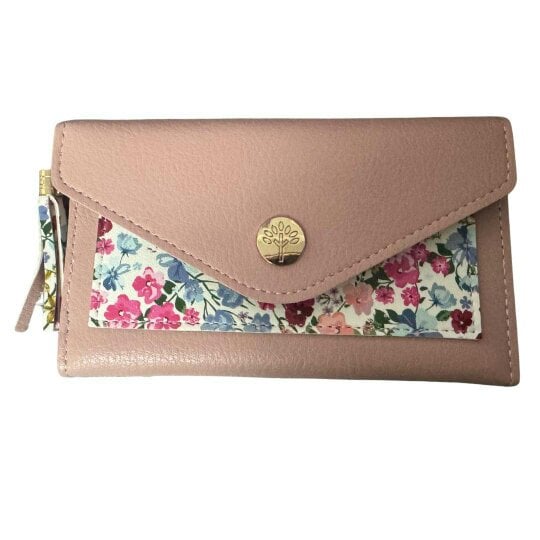 Fores Collection Floral Envelope Purse – Faux Leather with Tassel - Pink