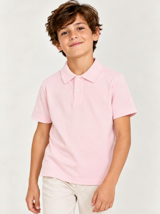 Childsplay Basics Boys Short Sleeve Polo Shirt in Pink