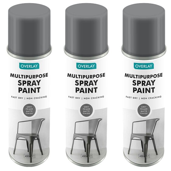 Overlay 3X Overlay Grey Primer Matt Auto Professional Spray Paint 400ml