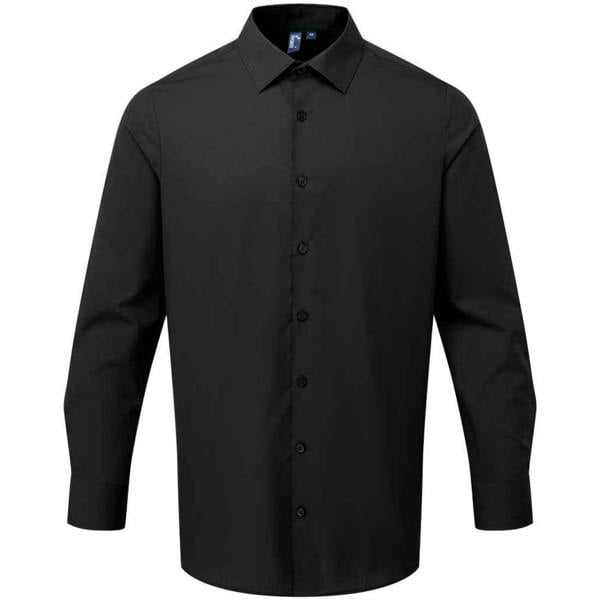 Premier Mens Recyclight Poplin Long-Sleeved Shirt - Black