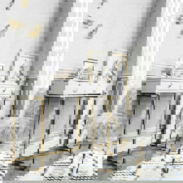 Dorel Home Camila Writing Desk in White / Golden