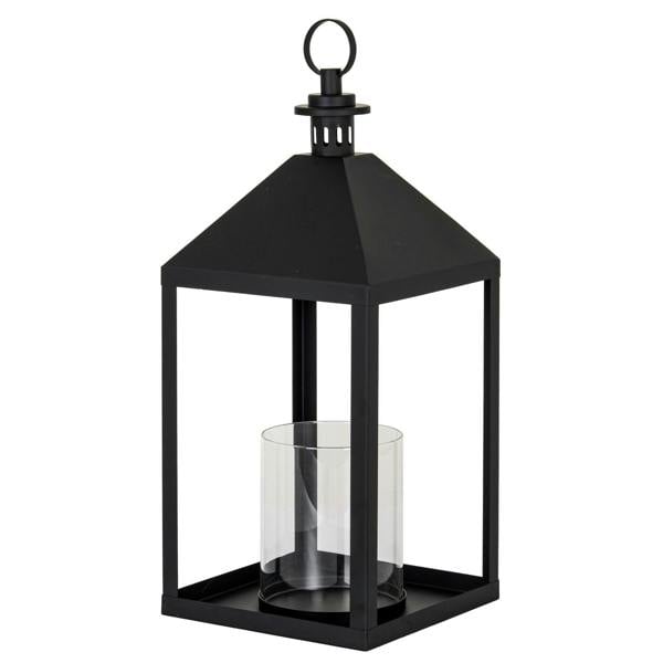 Hill Interiors Astral Glass Lantern Candle Holder - Black - 