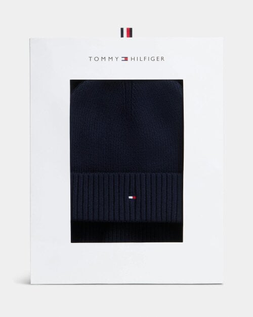 Tommy Hilfiger TH Flag Gift Box Mens Beanie And Scarf - Space Blue