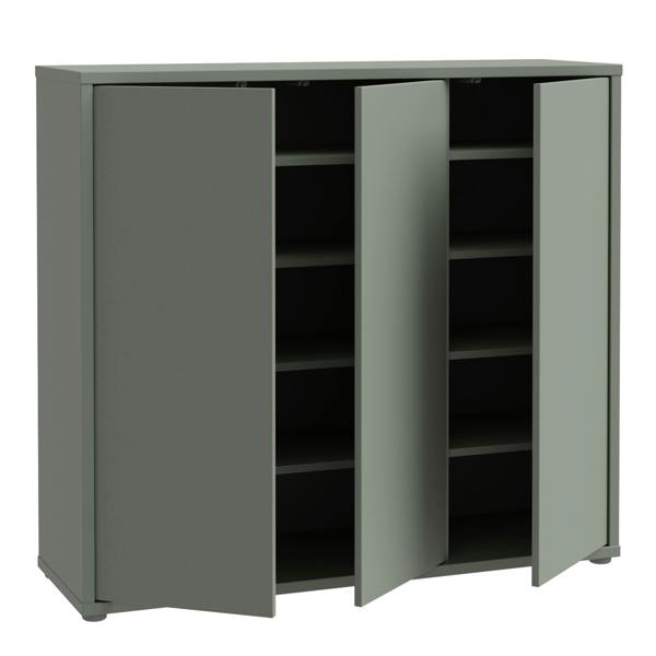 Furniture To Go Alice Springs Shoe Cabinet with 3 Doors Push-to-Open in Sage Green