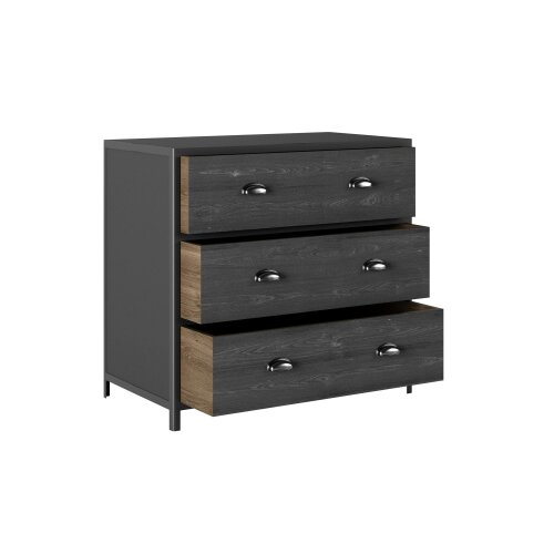Wyld Haus Como Black Faux Concrete 3 Drawer Chest