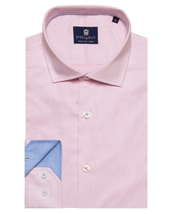 Steel & Jelly Pink Superfine Twill Long Sleeve Smart Shirt