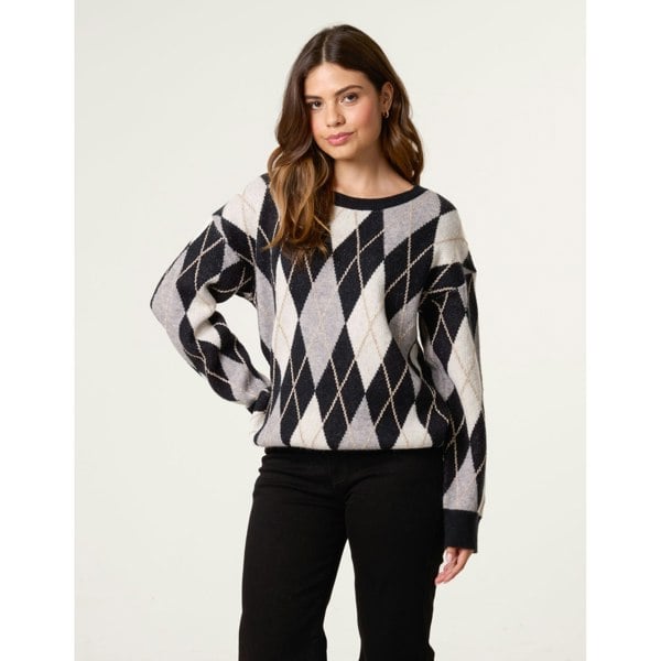 Blue Vanilla Argyle-Patterned Knit Jumper