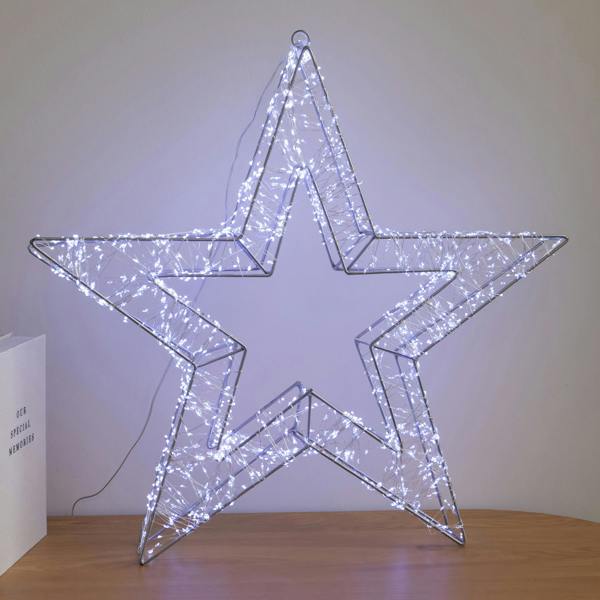 Samuel Alexander 58cm Light up Silver Galaxy Star Christmas Decoration with Cool White LEDs