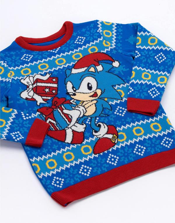 Sonic the Hedgehog Boys Blue Sonic Christmas Jumper