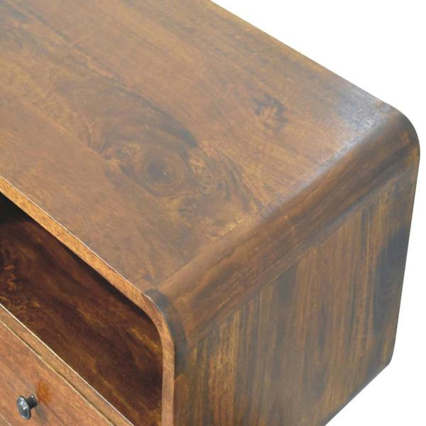 Artisan Furniture Solid Wood Triple Curved Chestnut Console Table