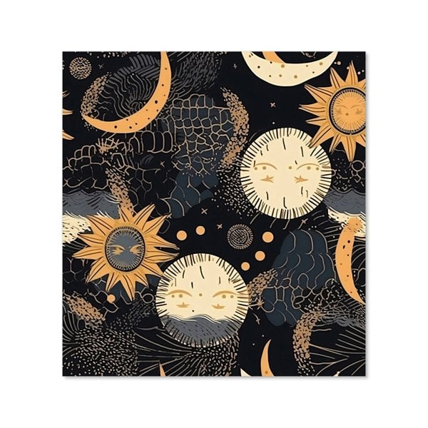 Warren Reed - Designer Gold Sun and Moon Kitchen Splashback