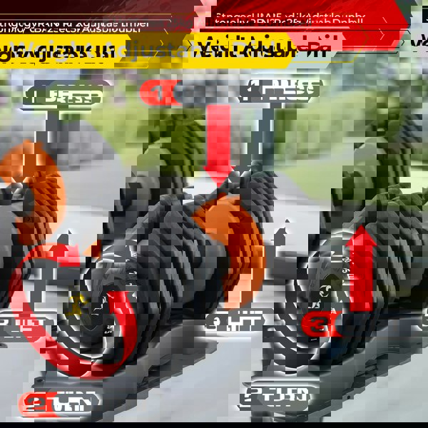 Strongology Urban25 Home Fitness Black and Orange Adjustable Smart Dumbbell from 2.5kg up to 25kg Training Weights