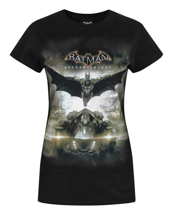 DC Comics Womens Black Cover Art For Batman Arkham Knight Video Game Short Sleeved T-Shirt