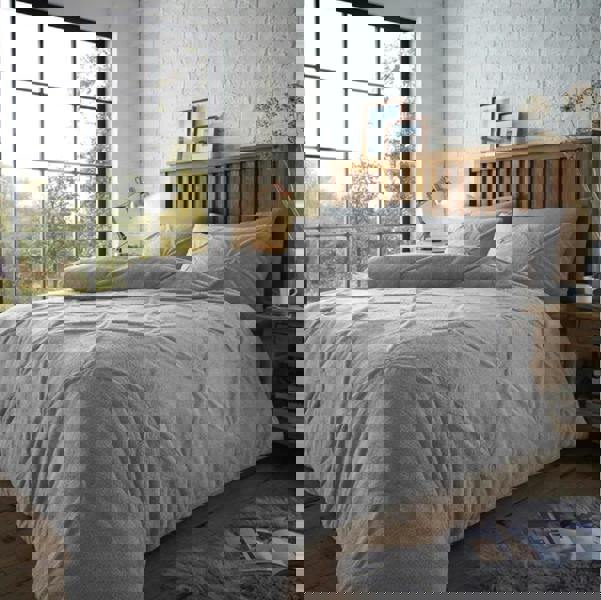 Smart Living Chiswick Pintuck Duvet Cover and Pillowcase Set - Grey